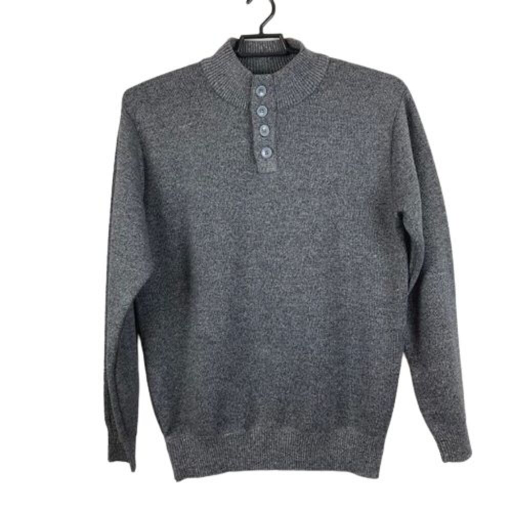 Mountain Expeditions Mens XL Gray 1/4 Button Henley Pullover Sweater